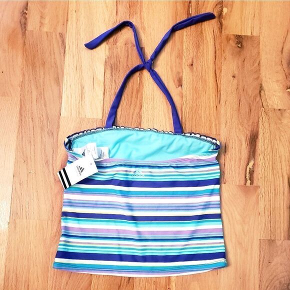 NWT Adidis Girls Stripe Tankini Top - Picture 4 of 5